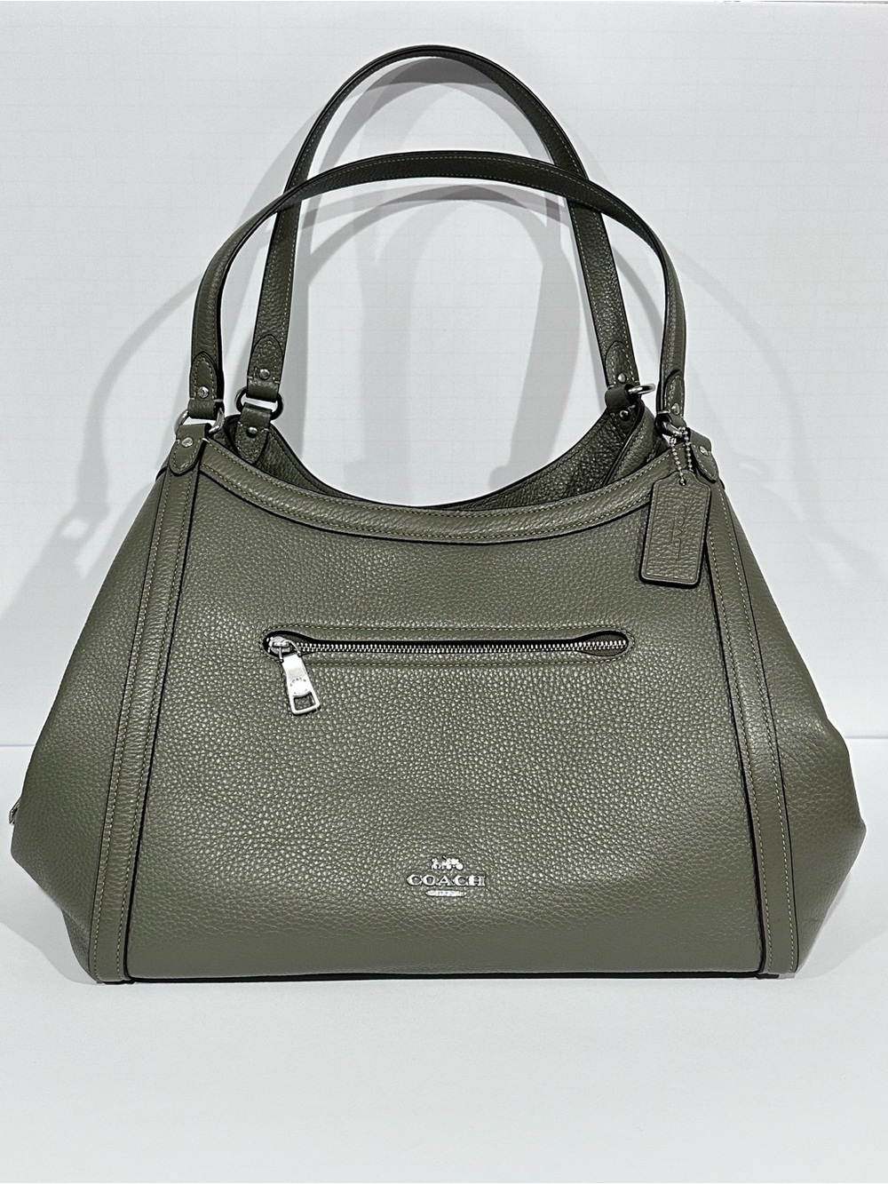 Coach Kristy Dark Sage Pebble Leather Shoulder Bag C6231